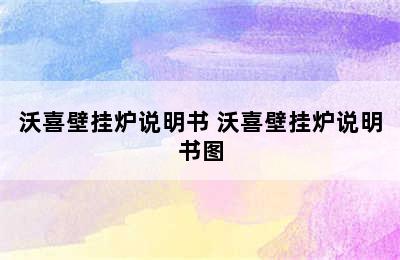 沃喜壁挂炉说明书 沃喜壁挂炉说明书图